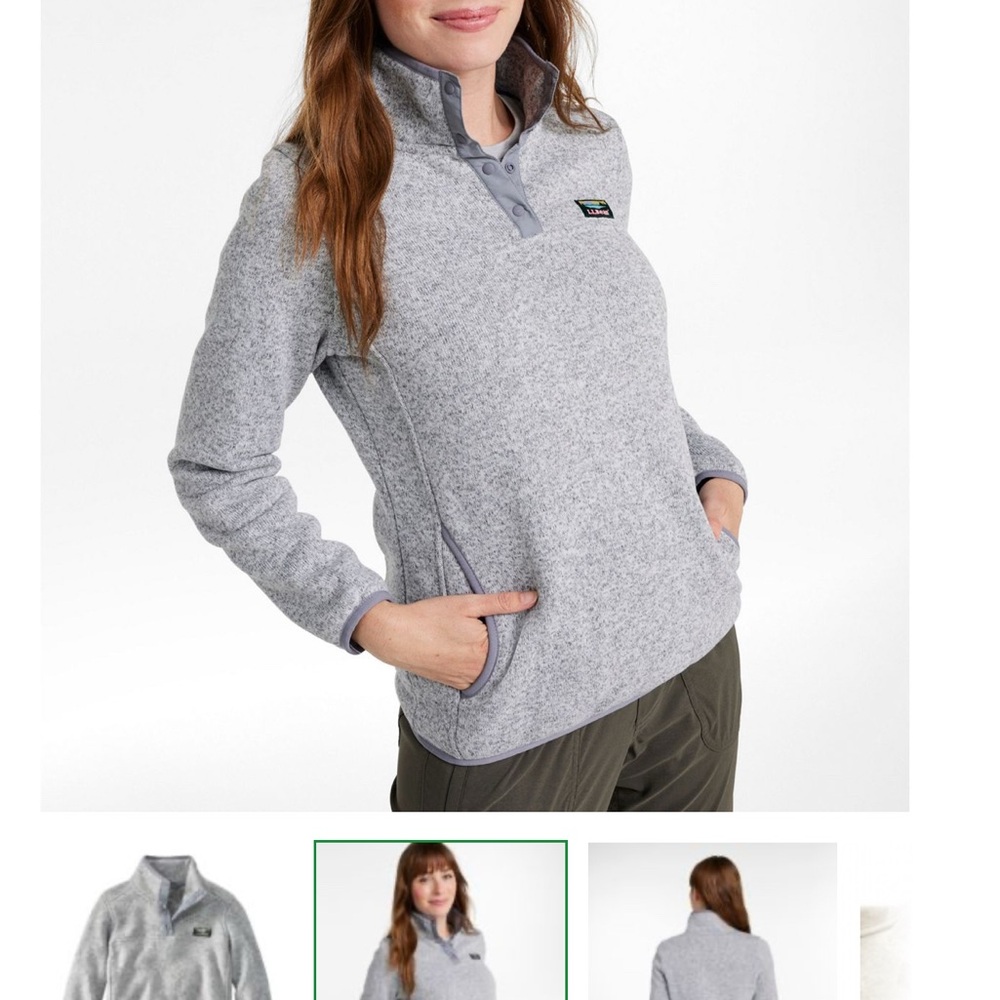 L.L. Bean Women's Heather Gray Snap Fleece